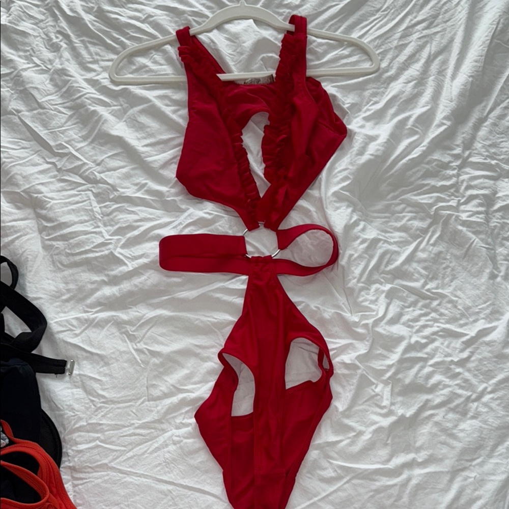 Red Cut-Out One-Piece Swimsuit